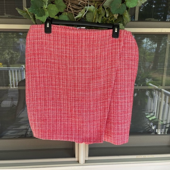 Bar III Pants - Bar III Red Pink Tweed Skirt Size 14 Classic Lined Pencil Skirt